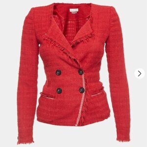 Isabel Marant Etoile Red Tweed Flenn Jacket Size 44 US 12
